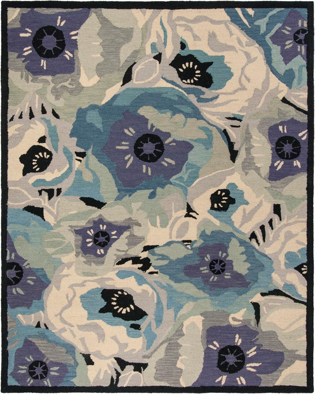 imageMartha Stewart x SAFAVIEH Area Rug Collection 3 x 5 Red Handmade Wool Ideal for Living Room Bedroom Foyer Accent Space MSR4872ABlue