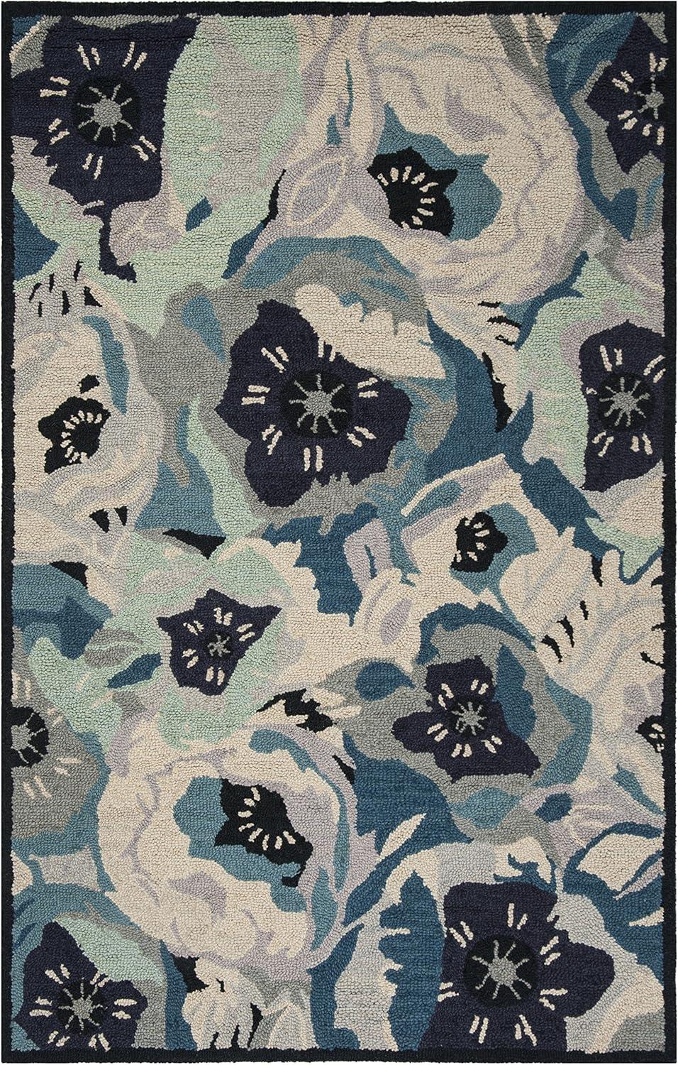 imageMartha Stewart x SAFAVIEH Area Rug Collection 3 x 5 Red Handmade Wool Ideal for Living Room Bedroom Foyer Accent Space MSR4872ABlue