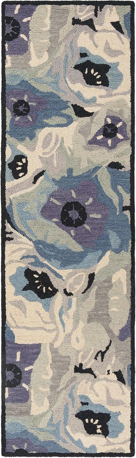 imageMartha Stewart x SAFAVIEH Area Rug Collection 3 x 5 Red Handmade Wool Ideal for Living Room Bedroom Foyer Accent Space MSR4872ABlue