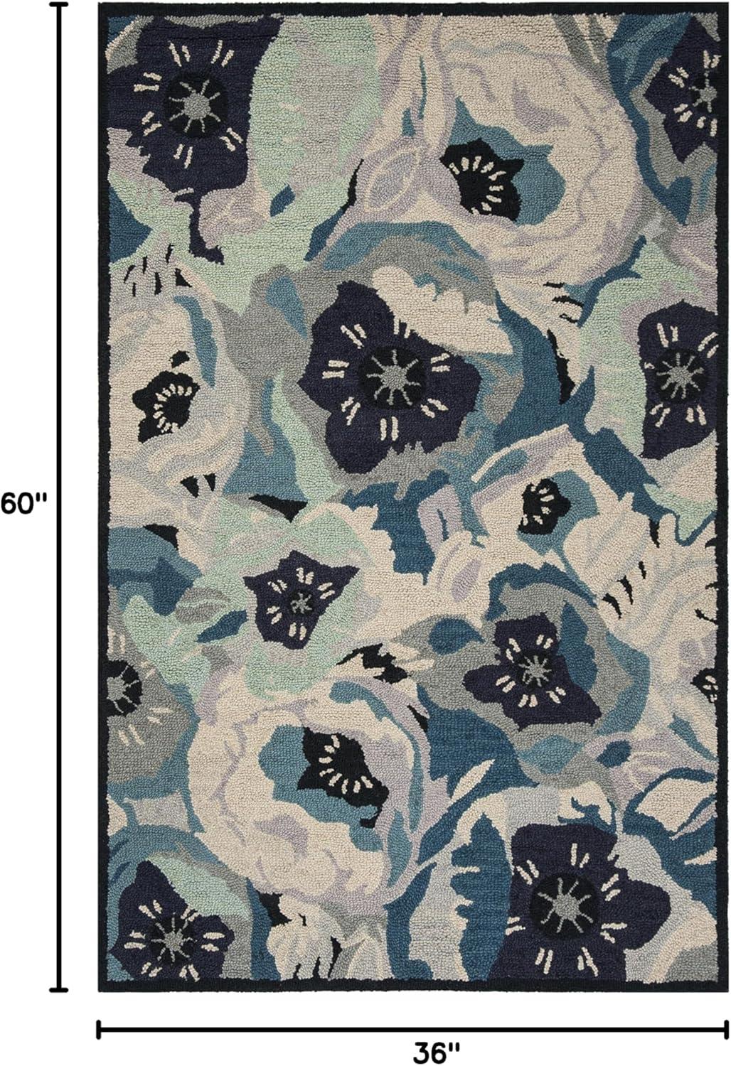imageMartha Stewart x SAFAVIEH Area Rug Collection 3 x 5 Red Handmade Wool Ideal for Living Room Bedroom Foyer Accent Space MSR4872ABlue