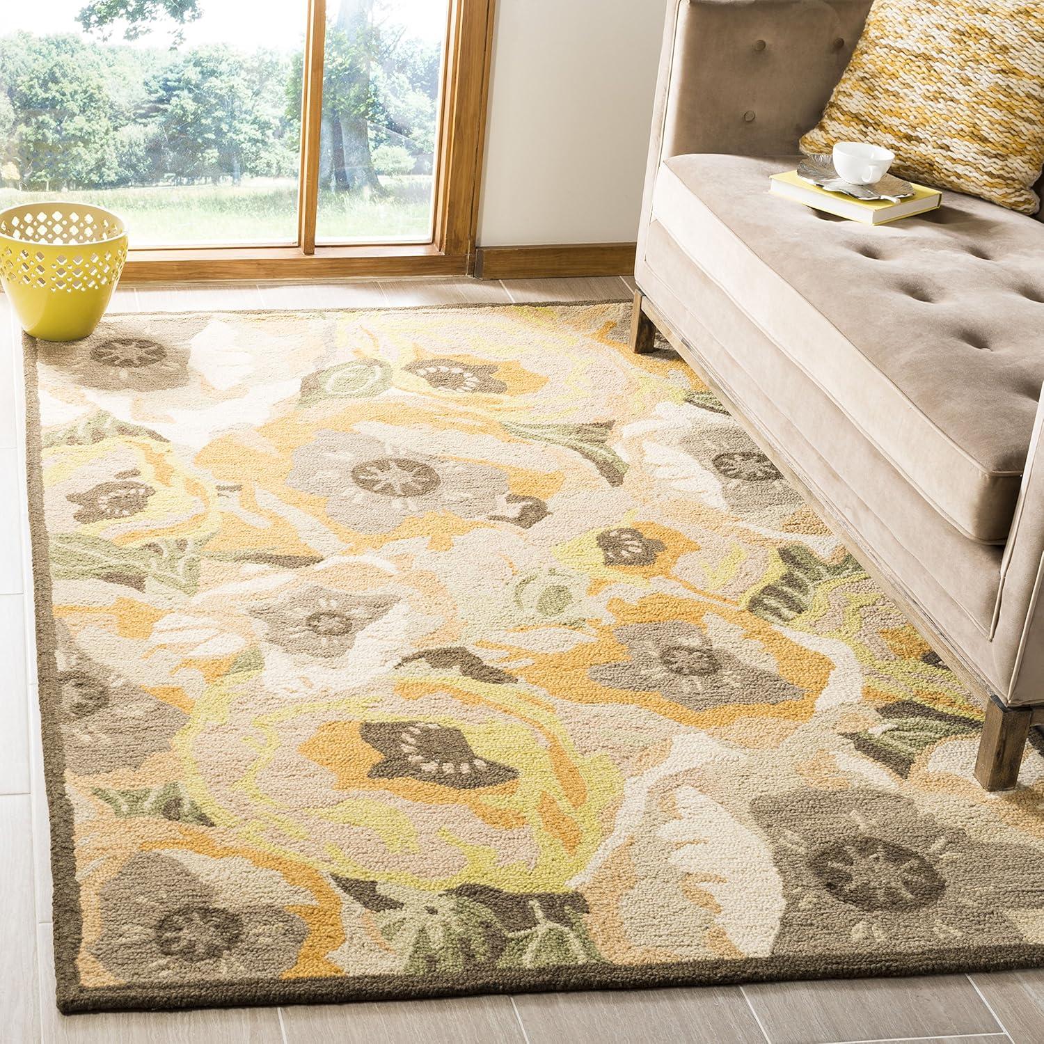 imageMartha Stewart x SAFAVIEH Area Rug Collection 3 x 5 Red Handmade Wool Ideal for Living Room Bedroom Foyer Accent Space MSR4872AGold