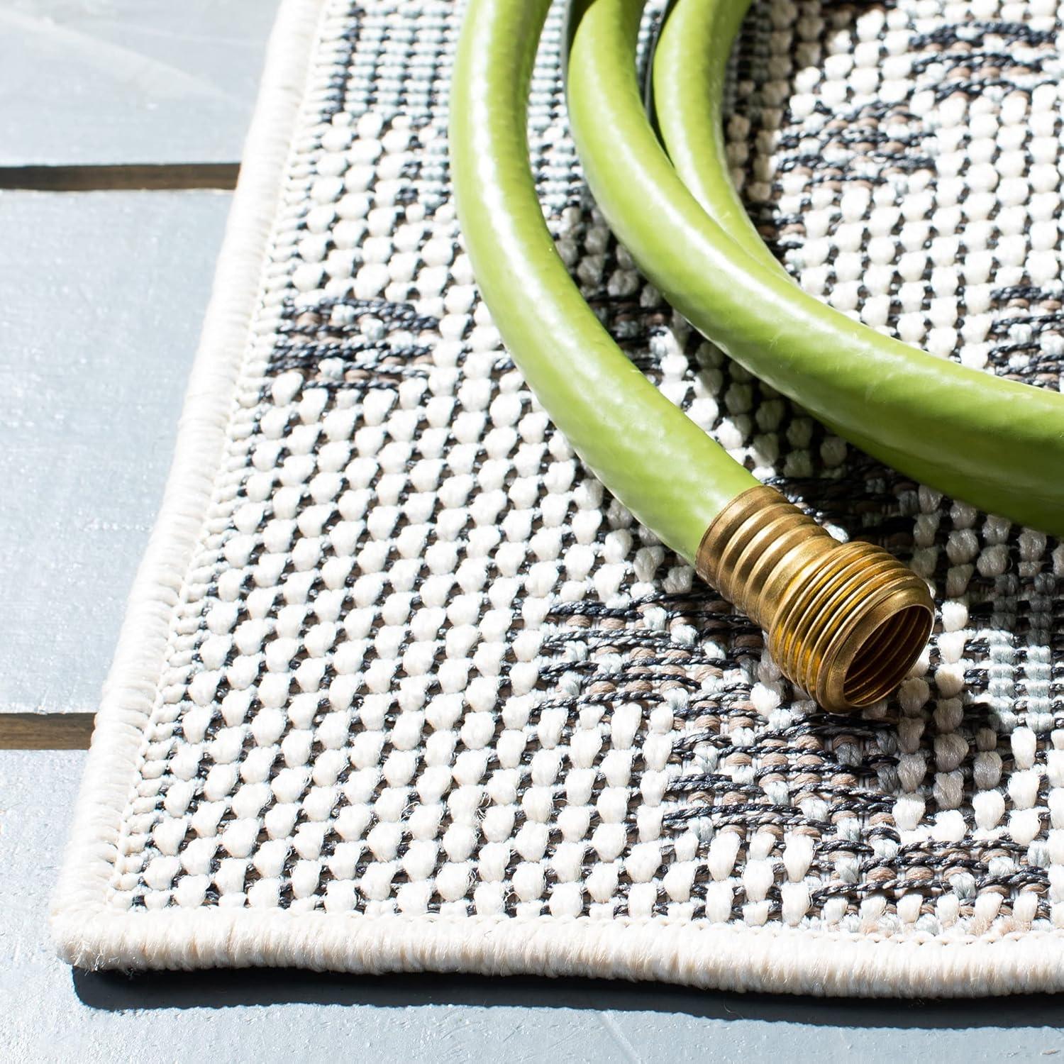 imageMartha Stewart x SAFAVIEH Outdoor Area Rug Collection 67 x 87 Ivory amp Grey Weather Resistant amp Washable Ideal for Patio Backyard Mudroom Deck Dining Space MSRO307FIvoryGrey