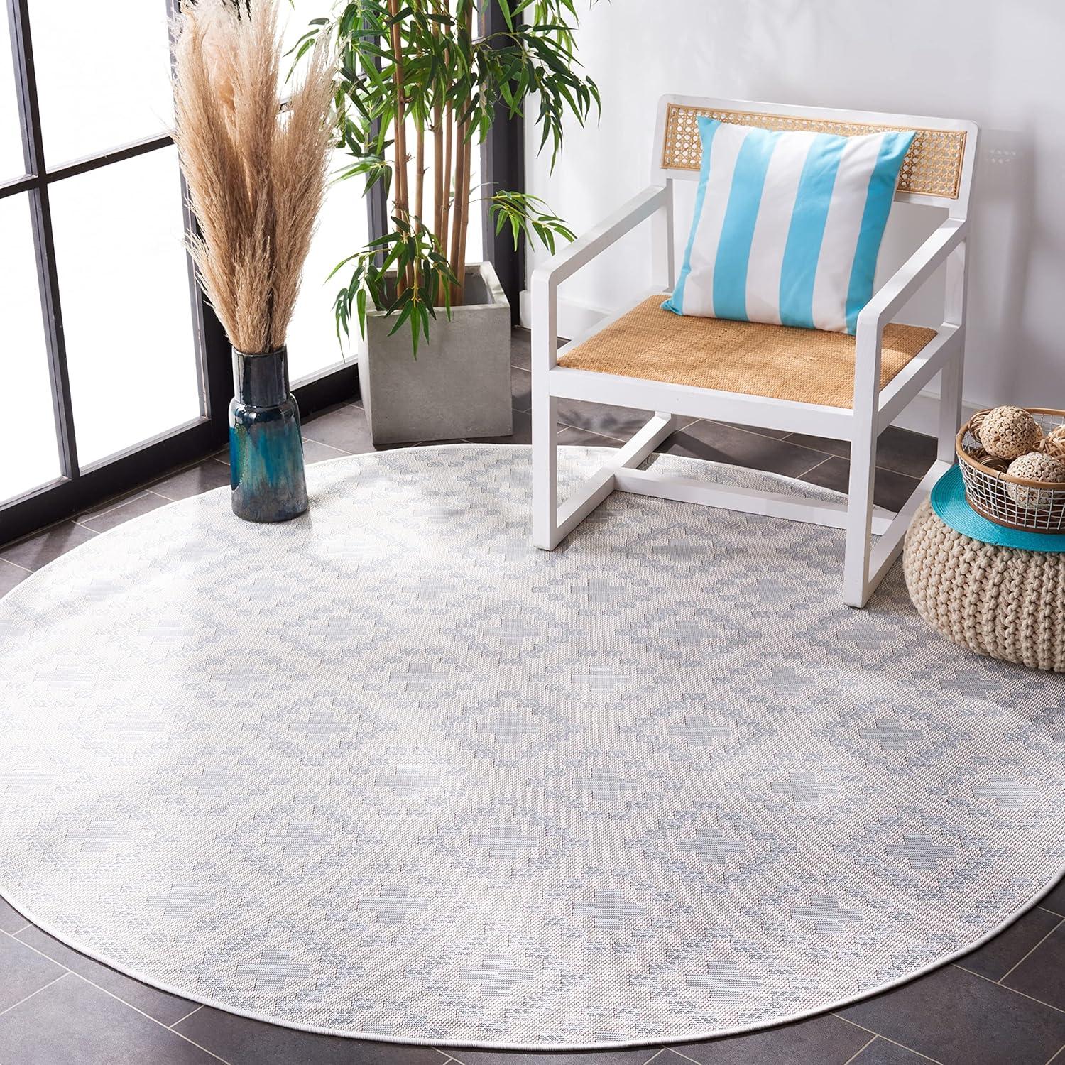 imageMartha Stewart x SAFAVIEH Outdoor Area Rug Collection 67 x 87 Ivory amp Grey Weather Resistant amp Washable Ideal for Patio Backyard Mudroom Deck Dining Space MSRO307FIvoryGrey