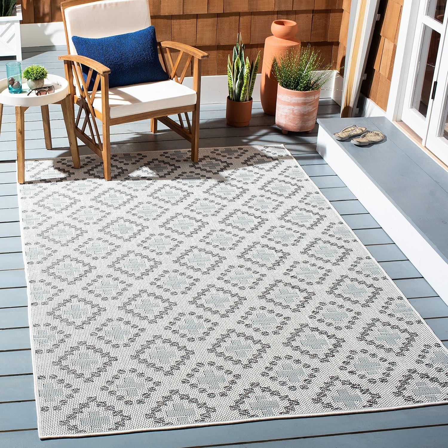 imageMartha Stewart x SAFAVIEH Outdoor Area Rug Collection 67 x 87 Ivory amp Grey Weather Resistant amp Washable Ideal for Patio Backyard Mudroom Deck Dining Space MSRO307FIvoryGrey