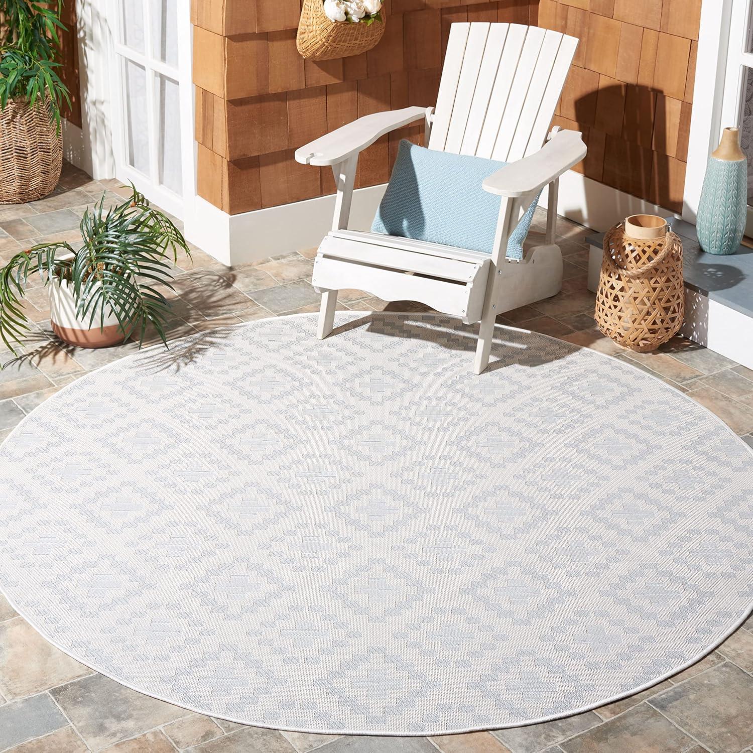 imageMartha Stewart x SAFAVIEH Outdoor Area Rug Collection 67 x 87 Ivory amp Grey Weather Resistant amp Washable Ideal for Patio Backyard Mudroom Deck Dining Space MSRO307FIvoryGrey