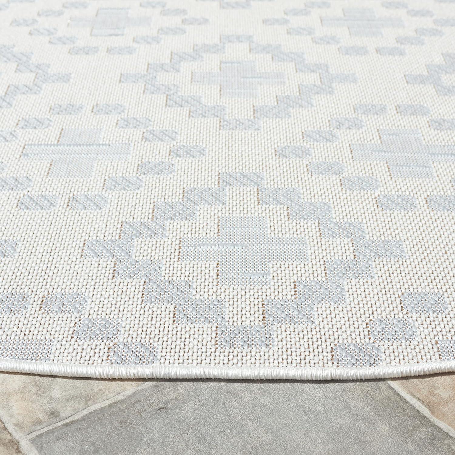imageMartha Stewart x SAFAVIEH Outdoor Area Rug Collection 67 x 87 Ivory amp Grey Weather Resistant amp Washable Ideal for Patio Backyard Mudroom Deck Dining Space MSRO307FIvoryGrey