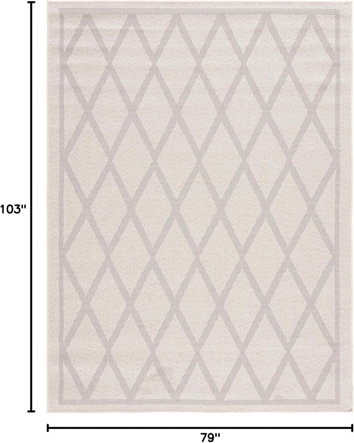 imageMartha Stewart x SAFAVIEH Outdoor Area Rug Collection 67 x 87 Ivory amp Light Grey Weather Resistant amp Washable Ideal for Patio Backyard Mudroom Deck Dining Space MSRO805A