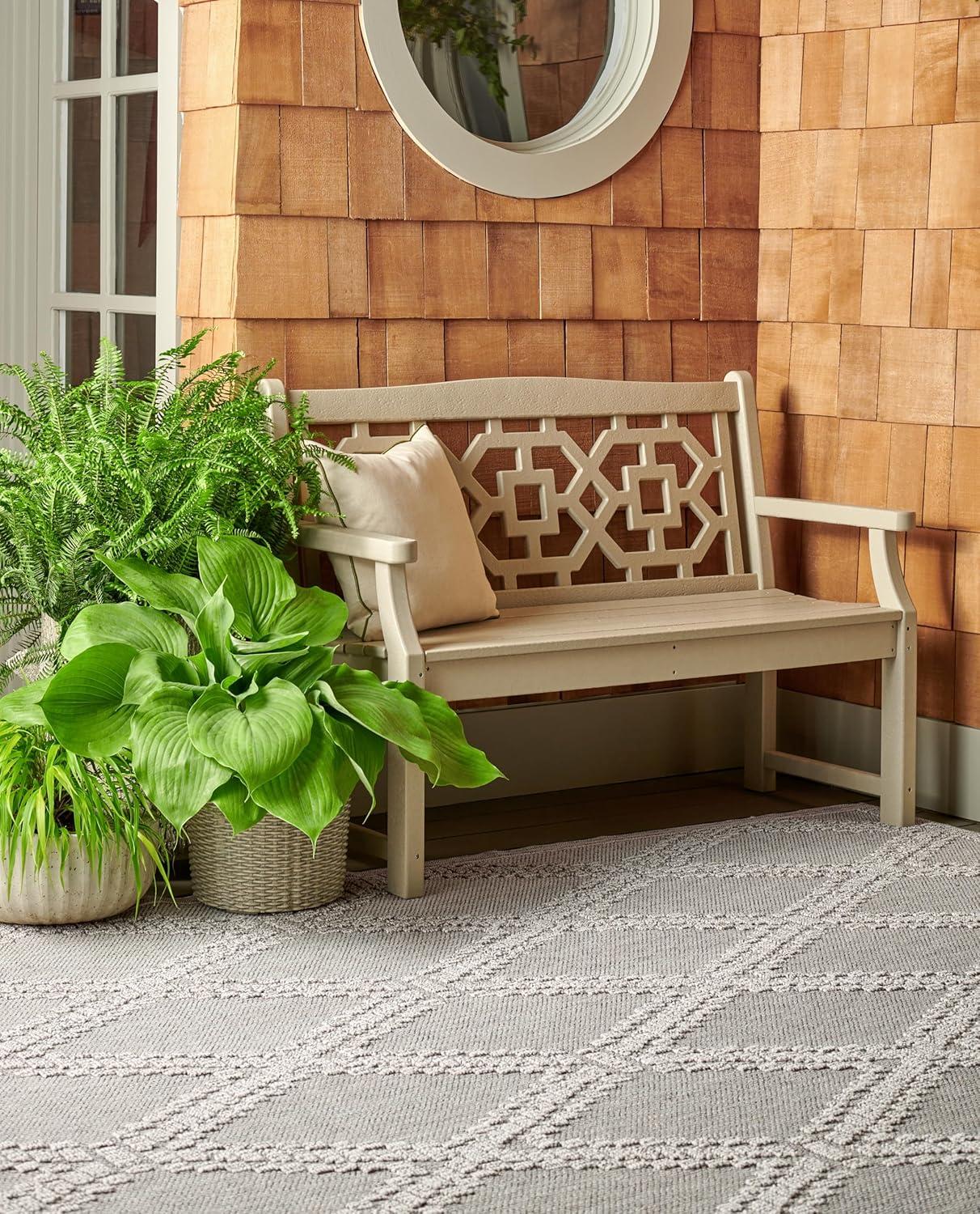 imageMartha Stewart x SAFAVIEH Outdoor Area Rug Collection 8 x 10 Grey amp Light Grey Weather Resistant amp Washable Ideal for Patio Backyard Mudroom Deck Dining Space MSRO226FGreyLight Grey