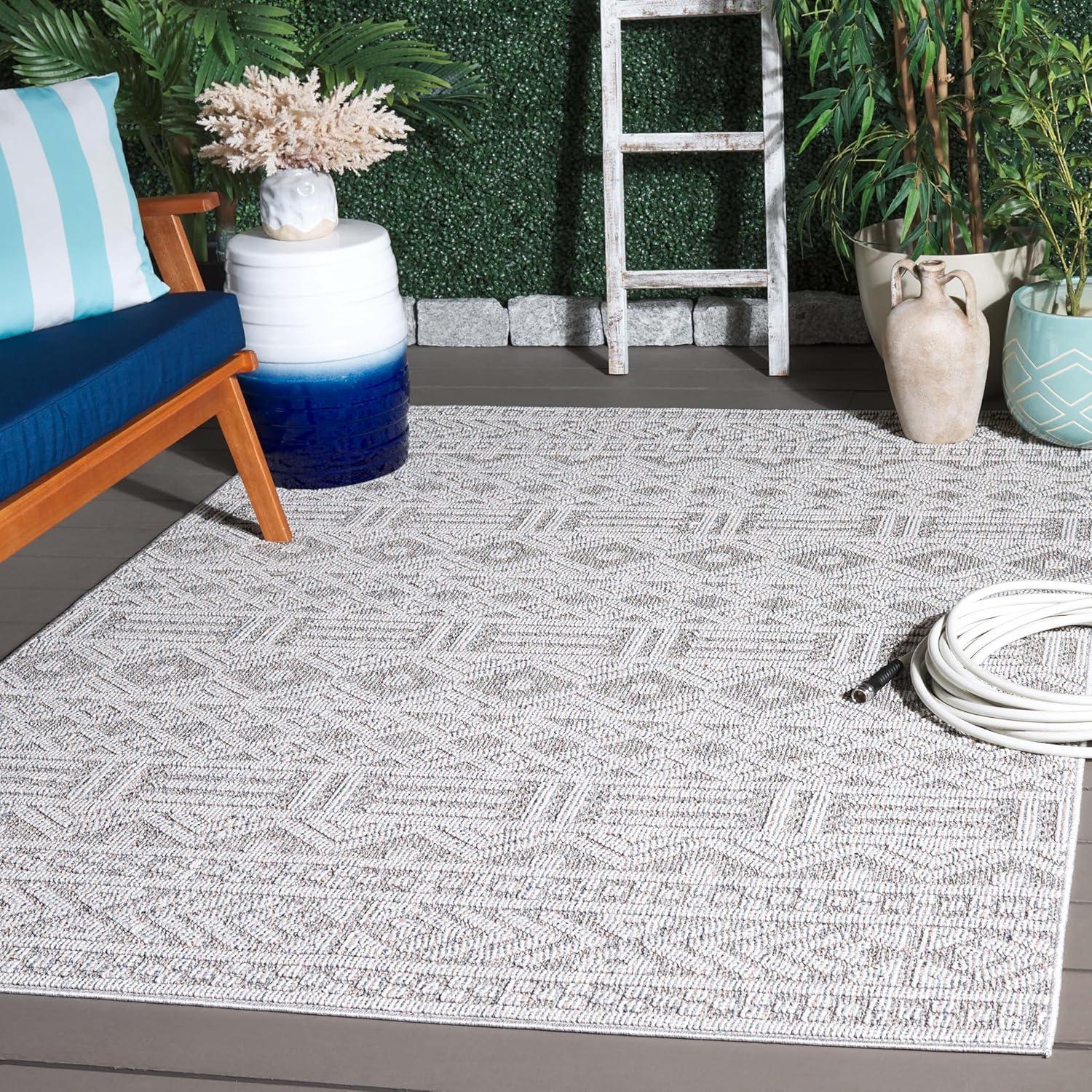 imageMartha Stewart x SAFAVIEH Outdoor Area Rug Collection 8 x 10 Grey amp Light Grey Weather Resistant amp Washable Ideal for Patio Backyard Mudroom Deck Dining Space MSRO226FGreyLight Grey
