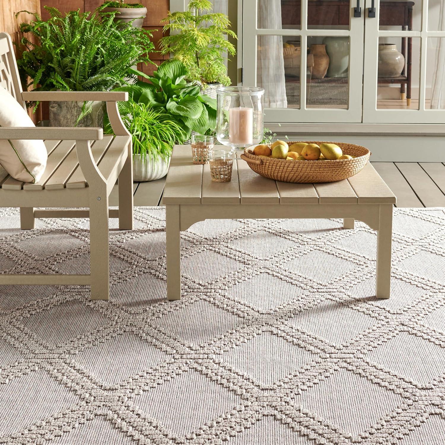 imageMartha Stewart x SAFAVIEH Outdoor Area Rug Collection 8 x 10 Grey amp Light Grey Weather Resistant amp Washable Ideal for Patio Backyard Mudroom Deck Dining Space MSRO226FGreyLight Grey