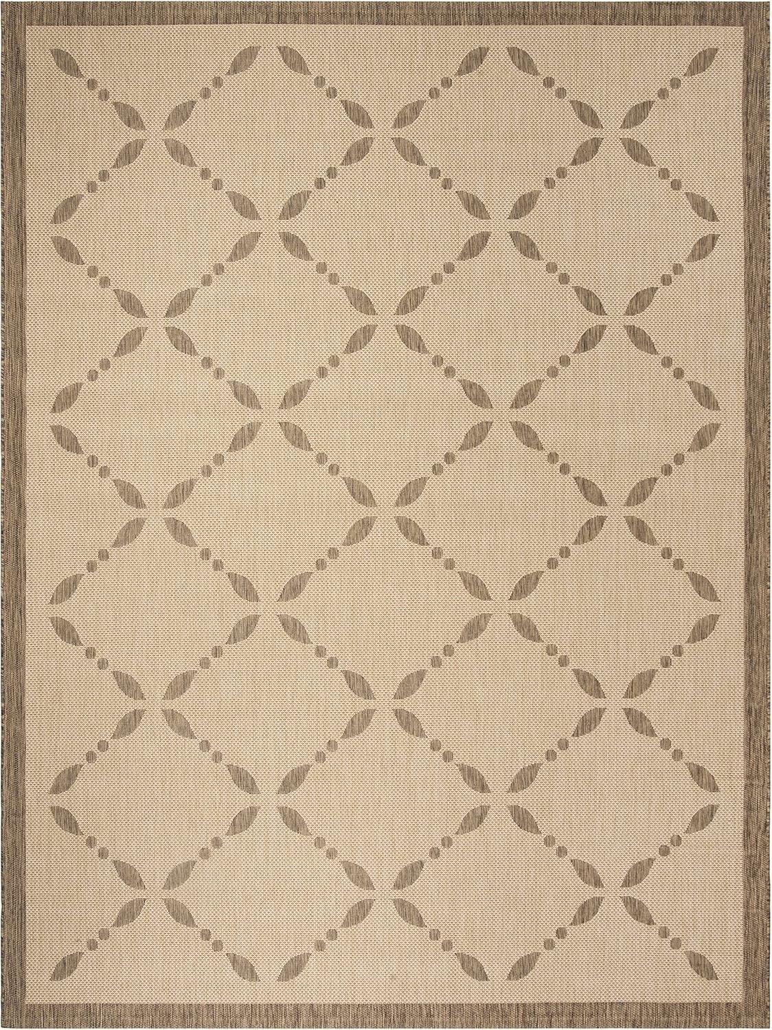 imageMartha Stewart x SAFAVIEH Outdoor Area Rug Collection 8 x 112 Cream amp Green Weather Resistant amp Washable Ideal for Patio Backyard Mudroom Deck Dining Space MSR425214CremeBrown