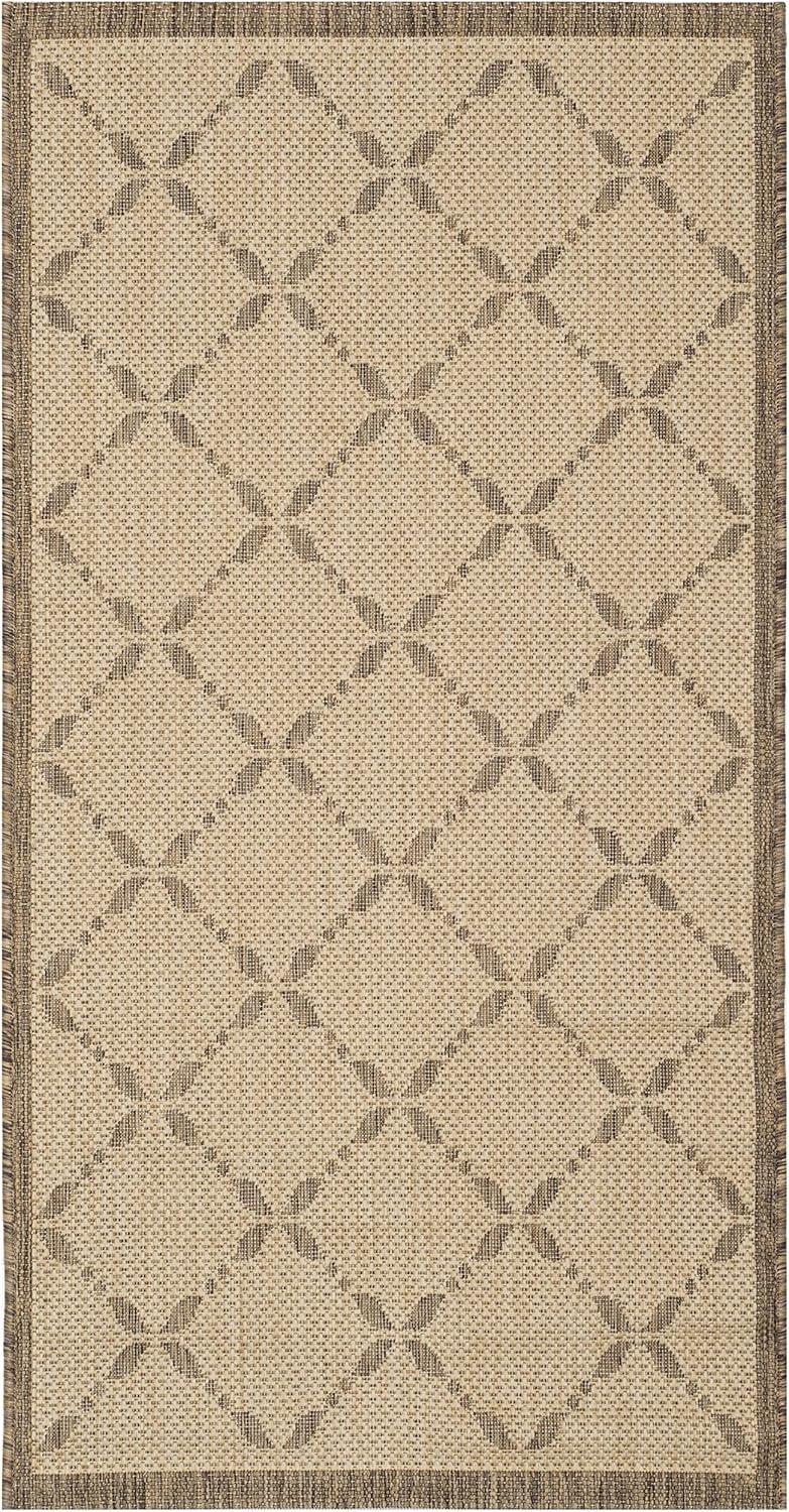 imageMartha Stewart x SAFAVIEH Outdoor Area Rug Collection 8 x 112 Cream amp Green Weather Resistant amp Washable Ideal for Patio Backyard Mudroom Deck Dining Space MSR425214CremeBrown
