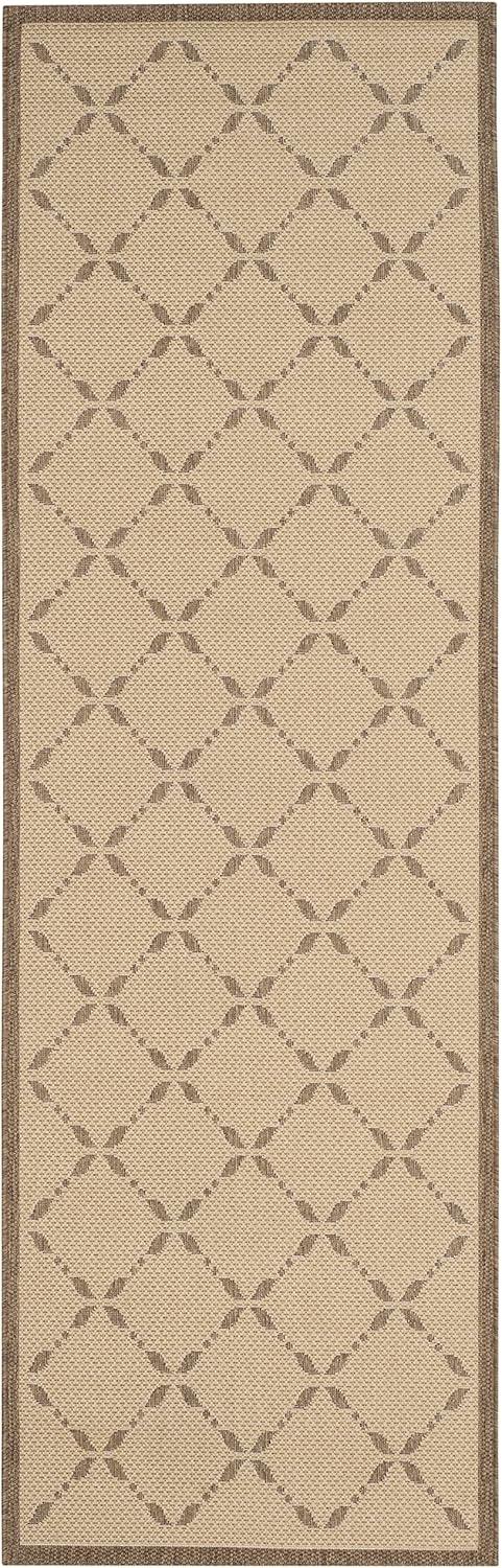 imageMartha Stewart x SAFAVIEH Outdoor Area Rug Collection 8 x 112 Cream amp Green Weather Resistant amp Washable Ideal for Patio Backyard Mudroom Deck Dining Space MSR425214CremeBrown
