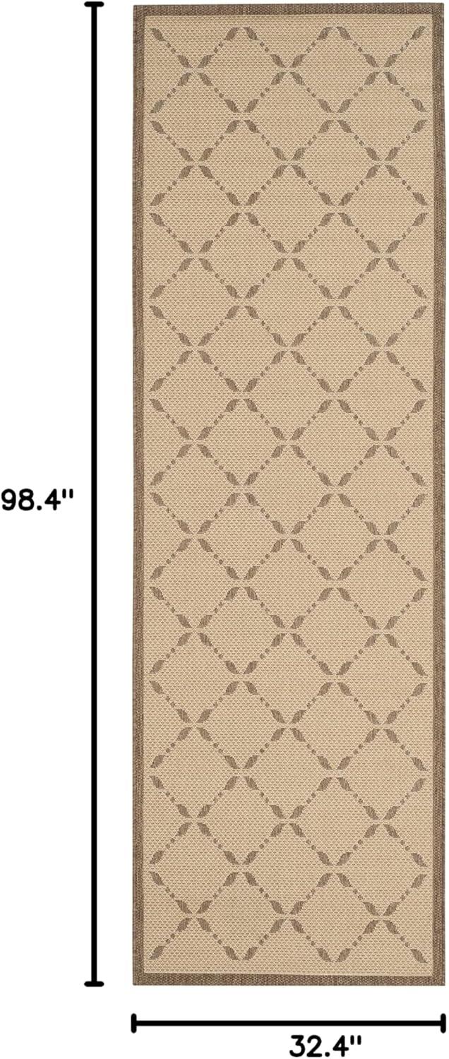 imageMartha Stewart x SAFAVIEH Outdoor Area Rug Collection 8 x 112 Cream amp Green Weather Resistant amp Washable Ideal for Patio Backyard Mudroom Deck Dining Space MSR425214CremeBrown