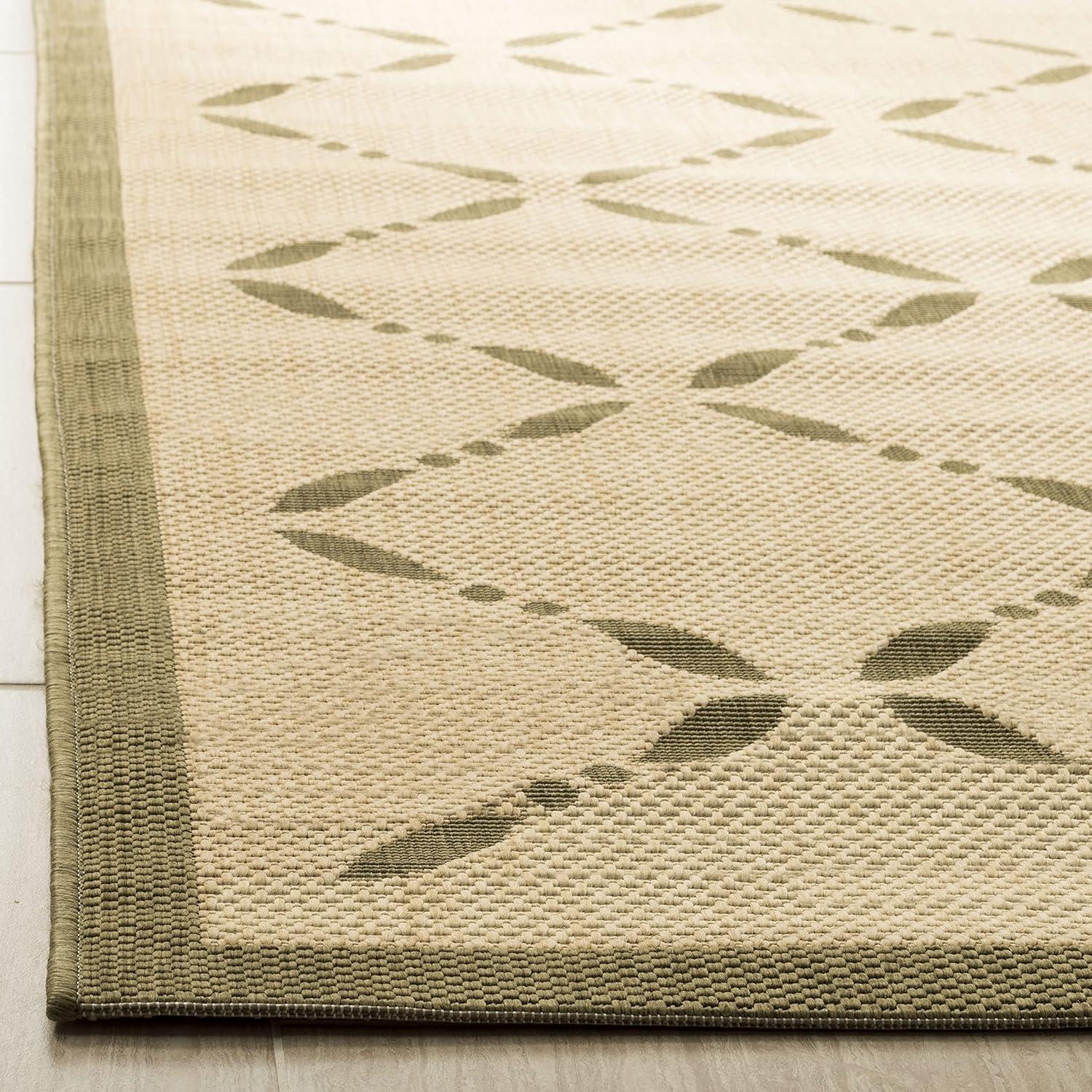 imageMartha Stewart x SAFAVIEH Outdoor Area Rug Collection 8 x 112 Cream amp Green Weather Resistant amp Washable Ideal for Patio Backyard Mudroom Deck Dining Space MSR425214CremeBrown