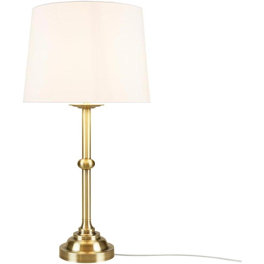 imageHampton Hill Aelorian Table Lamp Antiqued Brass Nightstand Bedside Lamp Bedford Collection Farmhouse Study Lamp Clear Polarized Cord Socket Swtich Empire Fabric Shade 225 H