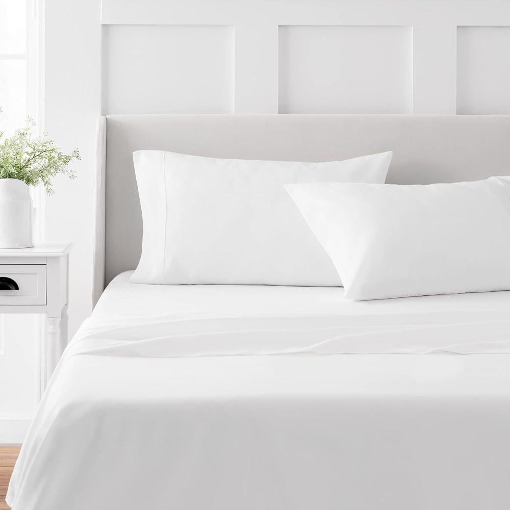 imageMARTHA STEWART 100 Cotton Full Size Sheet Set 4 Piece Soft Smooth Durable Easy Care 16 Deep Pocket Sheets Sateen Sheets 1 Flat 1 Fitted 2 Pillowcases Light BlueWhite