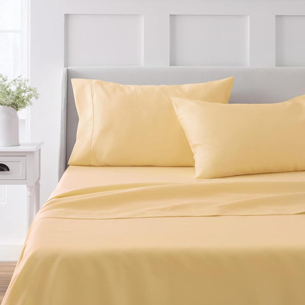 imageMARTHA STEWART 100 Cotton Full Size Sheet Set  4 Piece Soft Smooth Durable Easy Care 16 Deep Pocket Sheets Sateen Sheets 1 Flat 1 Fitted 2 Pillowcases Light BlueYellow