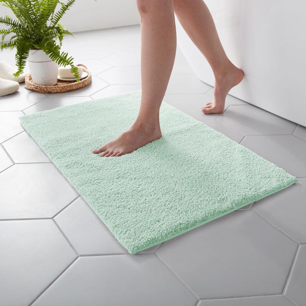 imageMARTHA STEWART Drylon Microfiber Bath Rug  1 Piece Ultra Soft Plush NonSlip Thick Washable Bathroom Rugs Home Decor Accessories Household Essentials Small Bath Mat 17 x 24 Navy BlueAqua