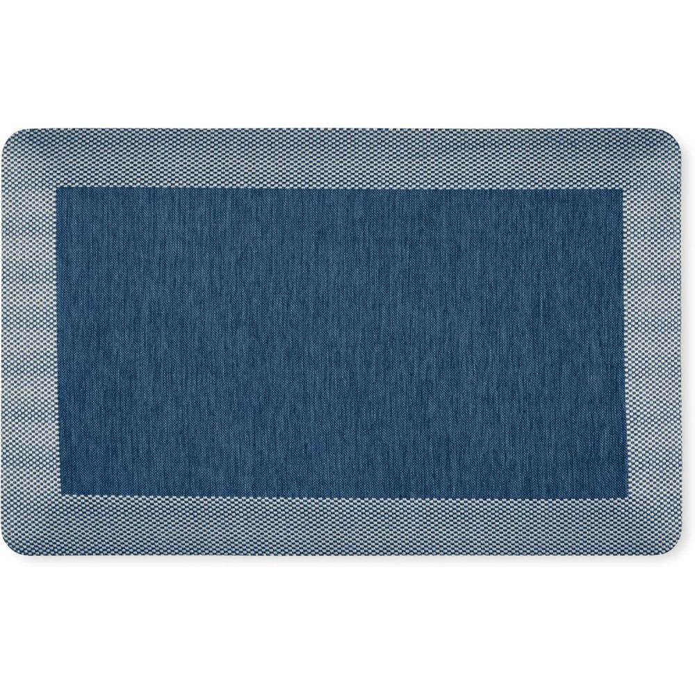 imageMARTHA STEWART Mira Modern Heathered Solid AntiFatigue AirInfused Kitchen Mat Brown 196x32Navy Blue