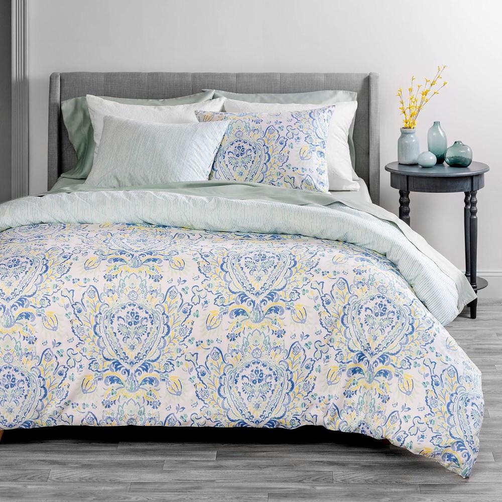 imageMARTHA STEWART Natalie King Size Duvet 3 Piece Set1 Duvet Cover 2 Pillow Shams Crinkle Velvet Texture Soft amp Royal Machine Wash 104x92 with Button Closure ChampagneAqua