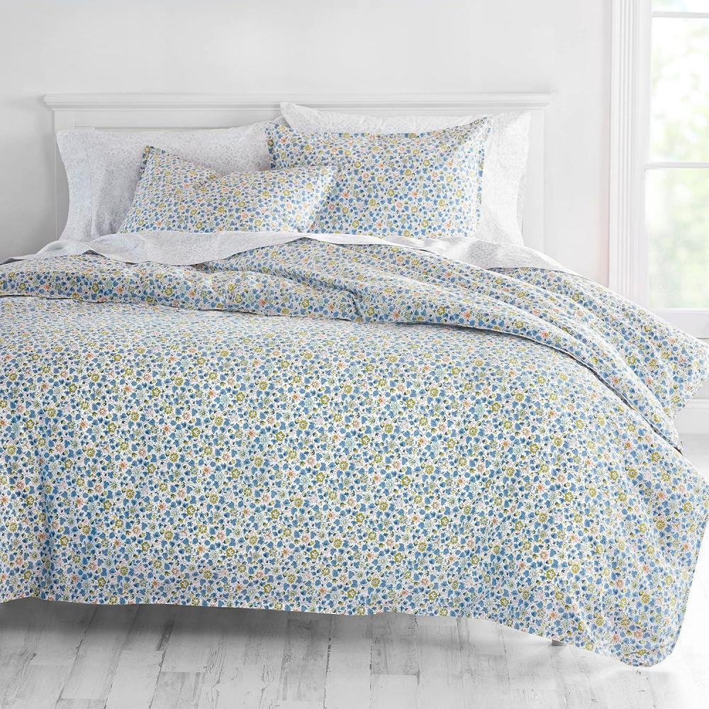 imageMARTHA STEWART Natalie King Size Duvet 3 Piece Set1 Duvet Cover 2 Pillow Shams Crinkle Velvet Texture Soft amp Royal Machine Wash 104x92 with Button Closure ChampagneFloral Multi