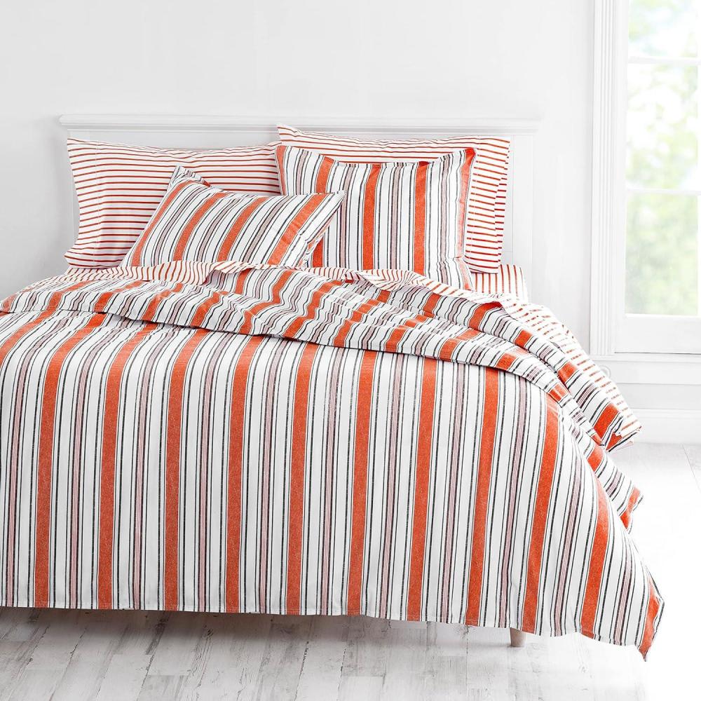 imageMARTHA STEWART Natalie King Size Duvet 3 Piece Set1 Duvet Cover 2 Pillow Shams Crinkle Velvet Texture Soft amp Royal Machine Wash 104x92 with Button Closure ChampagneDark Orange