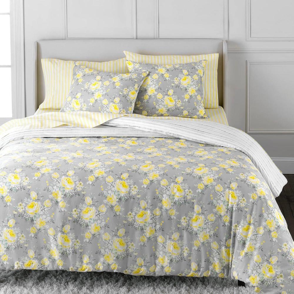 imageMARTHA STEWART Natalie King Size Duvet 3 Piece Set1 Duvet Cover 2 Pillow Shams Crinkle Velvet Texture Soft amp Royal Machine Wash 104x92 with Button Closure ChampagneGrey  Yellow