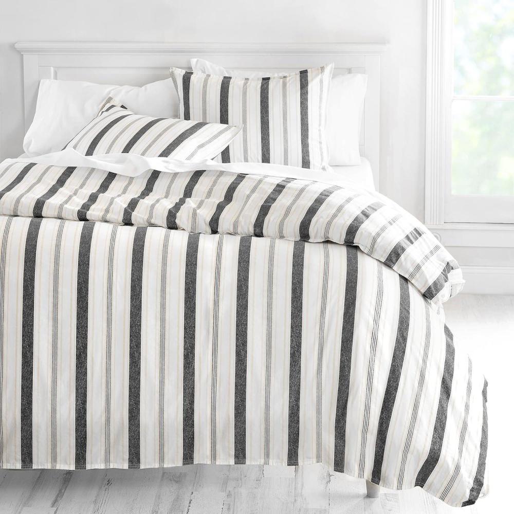 imageMARTHA STEWART Natalie King Size Duvet 3 Piece Set1 Duvet Cover 2 Pillow Shams Crinkle Velvet Texture Soft amp Royal Machine Wash 104x92 with Button Closure ChampagneIron Gate