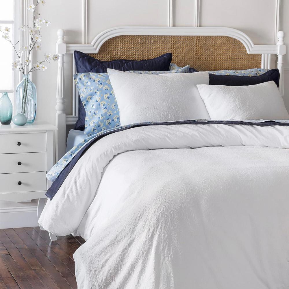 imageMARTHA STEWART Natalie King Size Duvet 3 Piece Set1 Duvet Cover 2 Pillow Shams Crinkle Velvet Texture Soft amp Royal Machine Wash 104x92 with Button Closure ChampagneSolid White