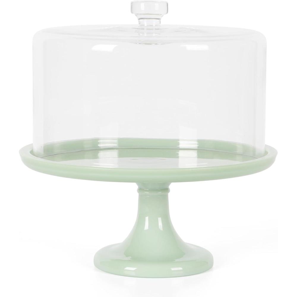 imageMartha Stewart 12 x 57 Stoneware Cake Stand W Server WhiteGreen 10