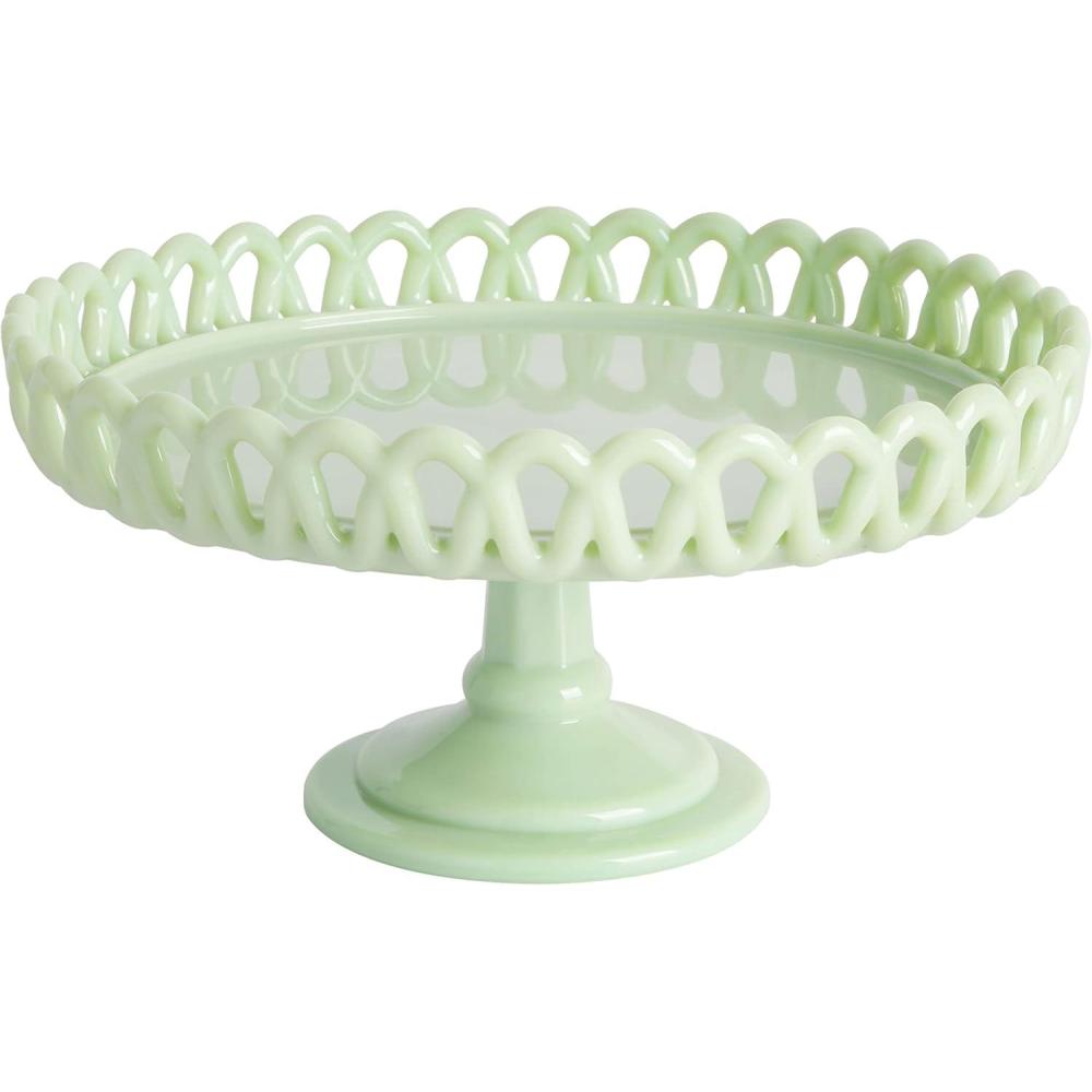 imageMartha Stewart 12 x 57 Stoneware Cake Stand W Server WhiteGreen 85
