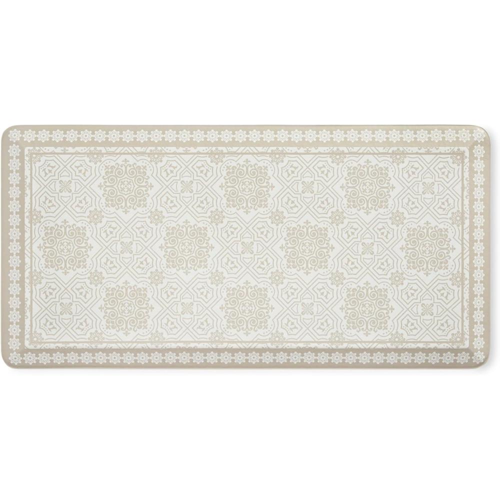 imageMartha Stewart Comfort Anti Fatigue Strie Medallion Tile Kitchen Mat Comfort Standing Mat NonSlip Backing Safe Beveled Edge Charcoal Black 196 x39Beige