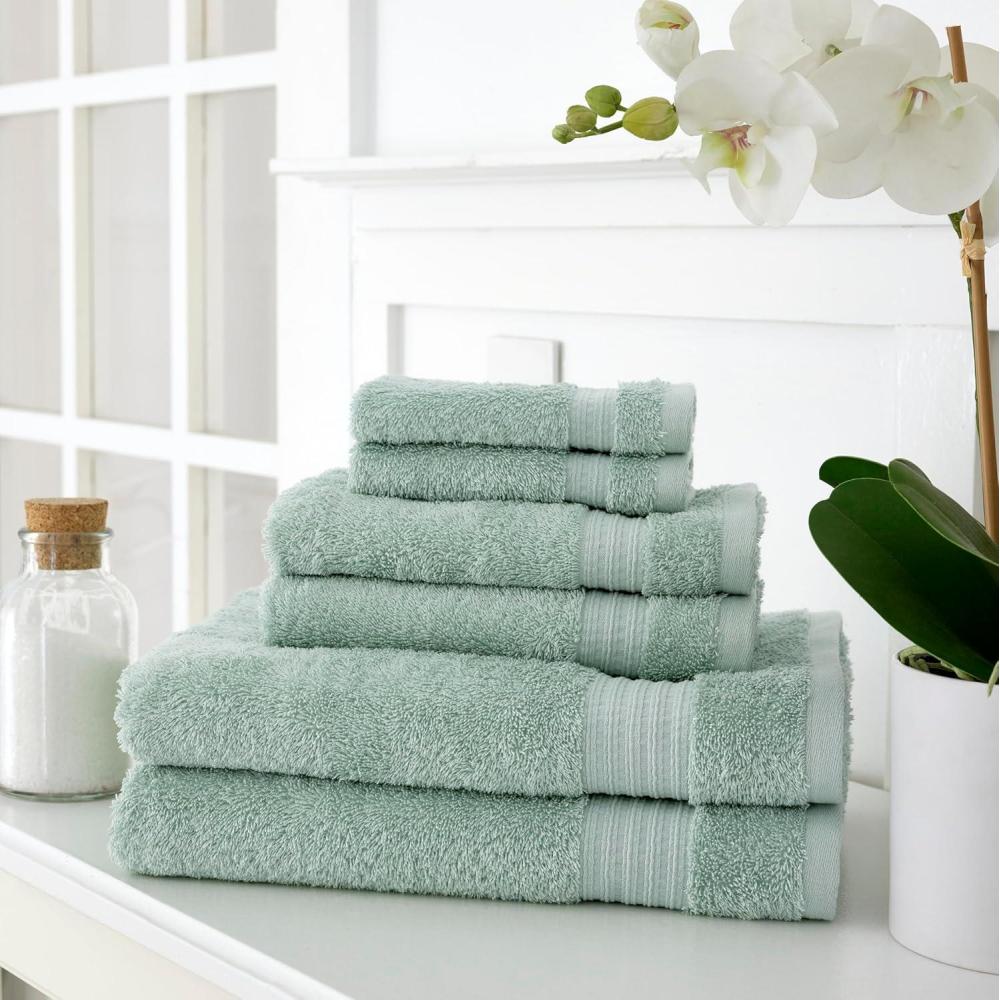 imageMartha Stewart Egyptian Cotton Bath Towels Set 6 Piece 2 Bath Towels 2 Hand Towels 2 Washcloths Absorbent Bathroom Towels Bathroom Essentials OysterSage