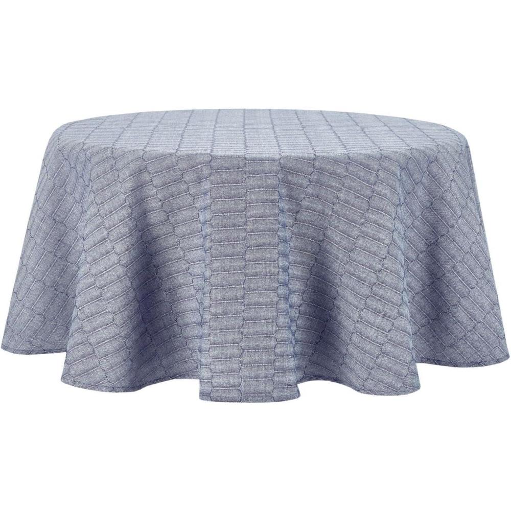 imageMartha Stewart Honeycomb Polyester Cotton Rectangle Tablecloth 60x102 NaturalBlue