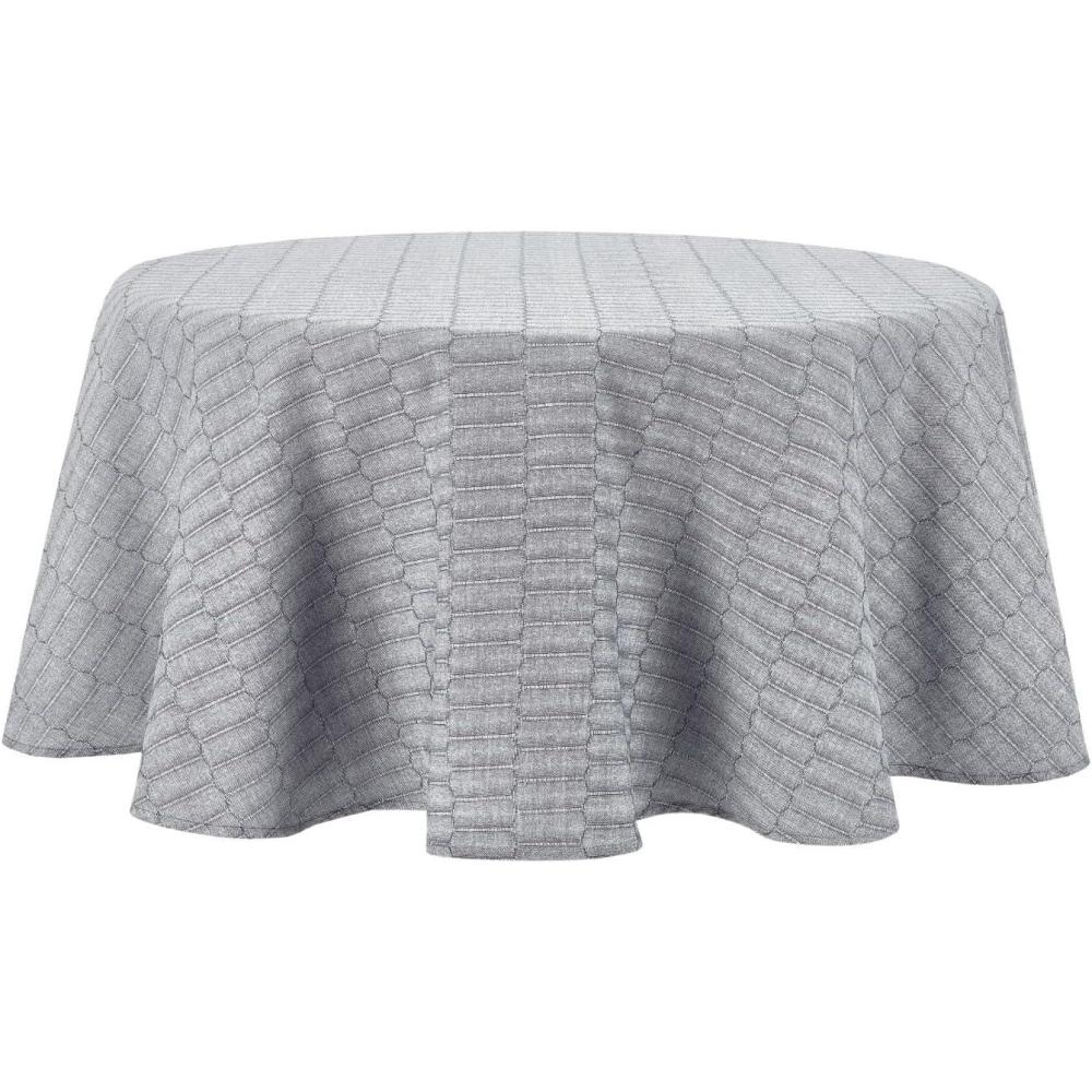imageMartha Stewart Honeycomb Polyester Cotton Rectangle Tablecloth 60x102 NaturalCharcoal Grey