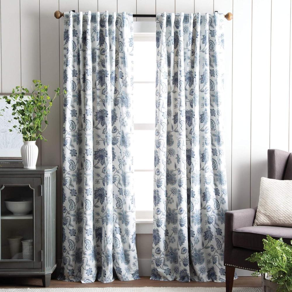 imageMartha Stewart Jakarta Blackout Rod PocketBack Tab Window Curtain Panel Pair 84 IndigoIndigo