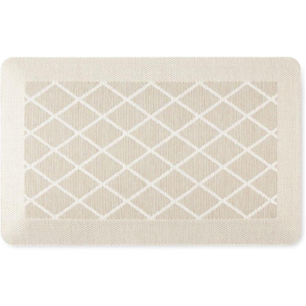 imageMartha Stewart Miles Modern Diamond AntiFatigue AirInfused Kitchen Mat Beige 196x32Beige
