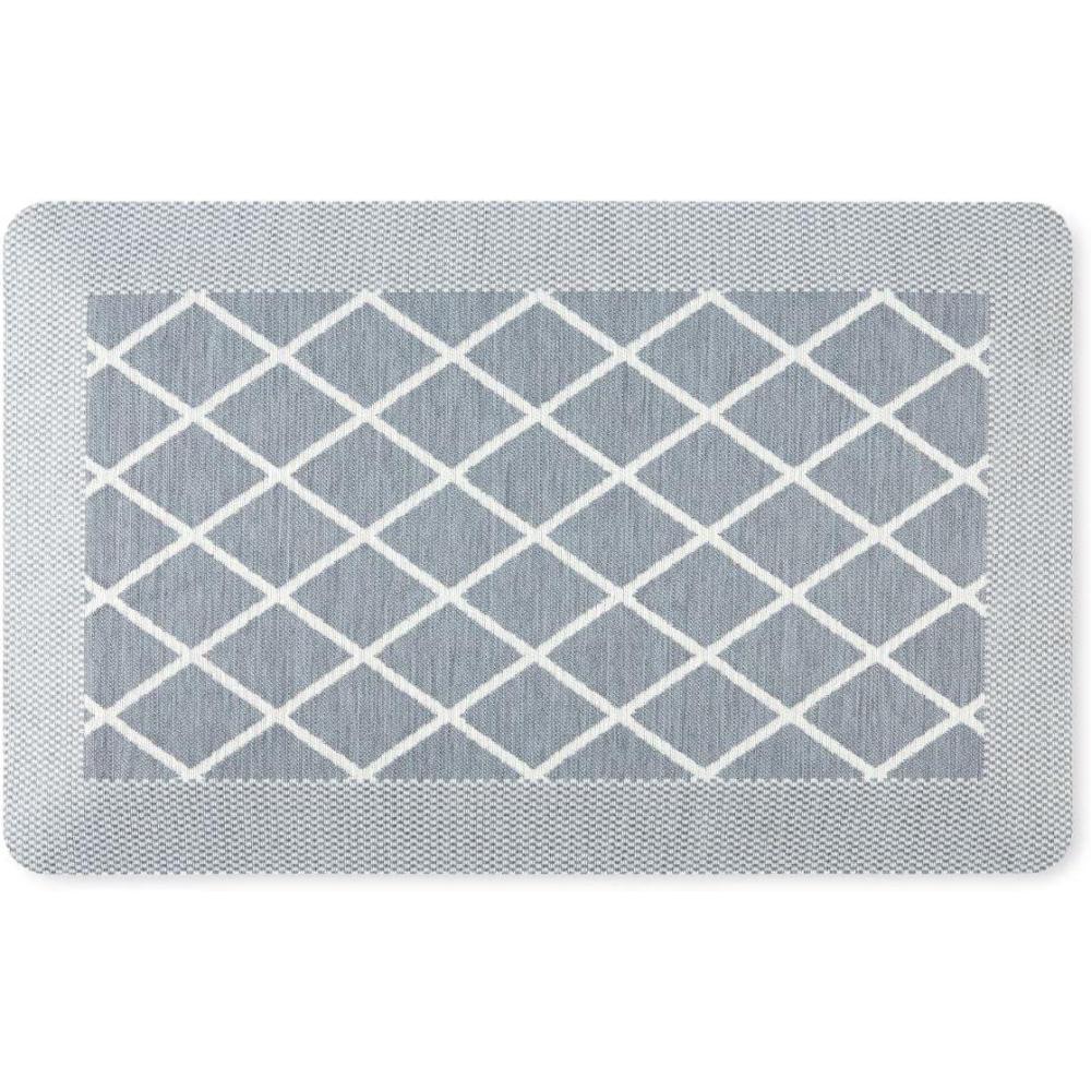 imageMartha Stewart Miles Modern Diamond AntiFatigue AirInfused Kitchen Mat Beige 196x32Blue