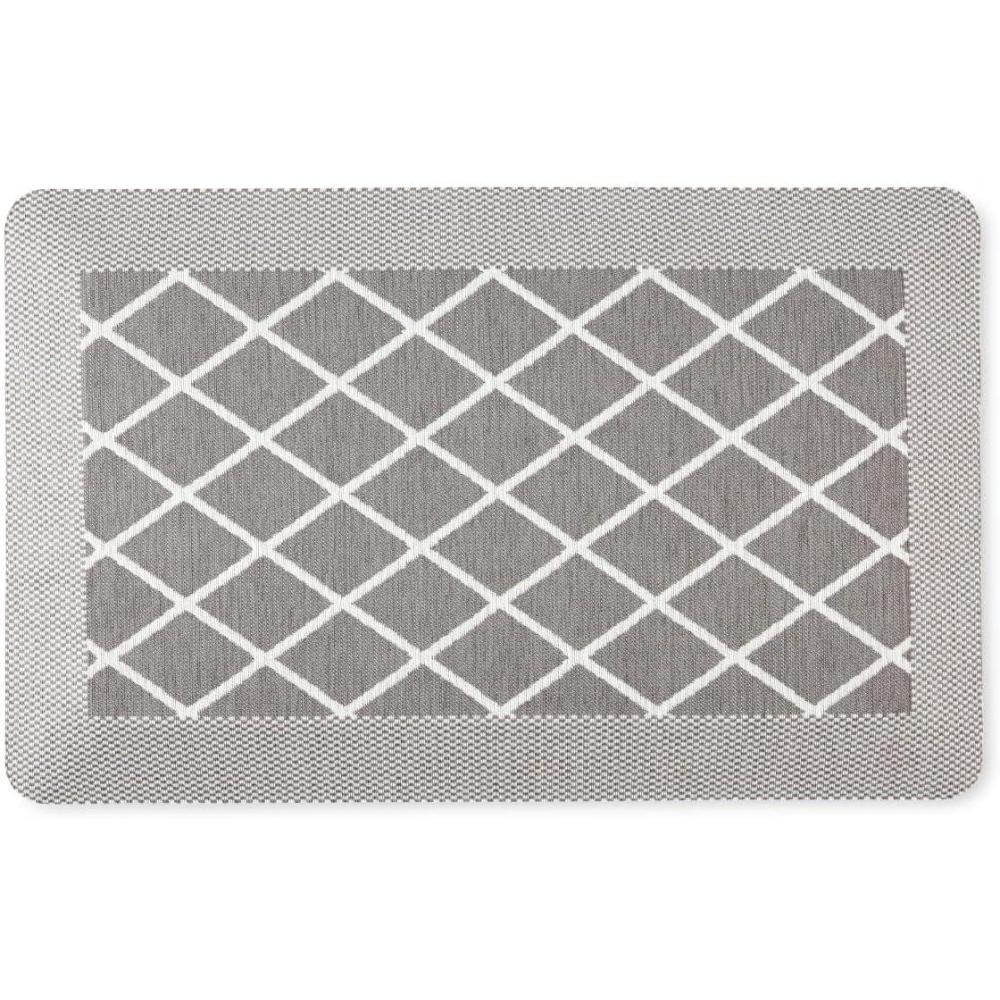imageMartha Stewart Miles Modern Diamond AntiFatigue AirInfused Kitchen Mat Beige 196x32Grey