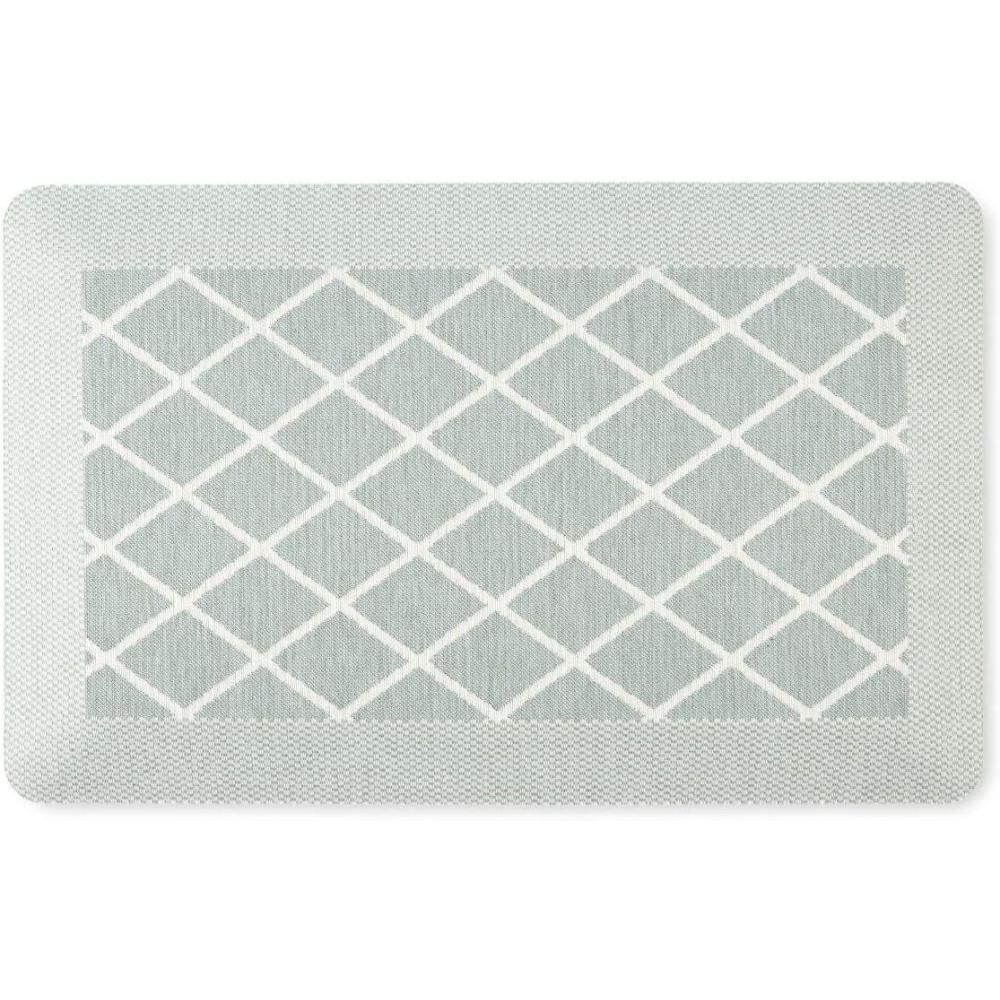 imageMartha Stewart Miles Modern Diamond AntiFatigue AirInfused Kitchen Mat Beige 196x32Mint Green