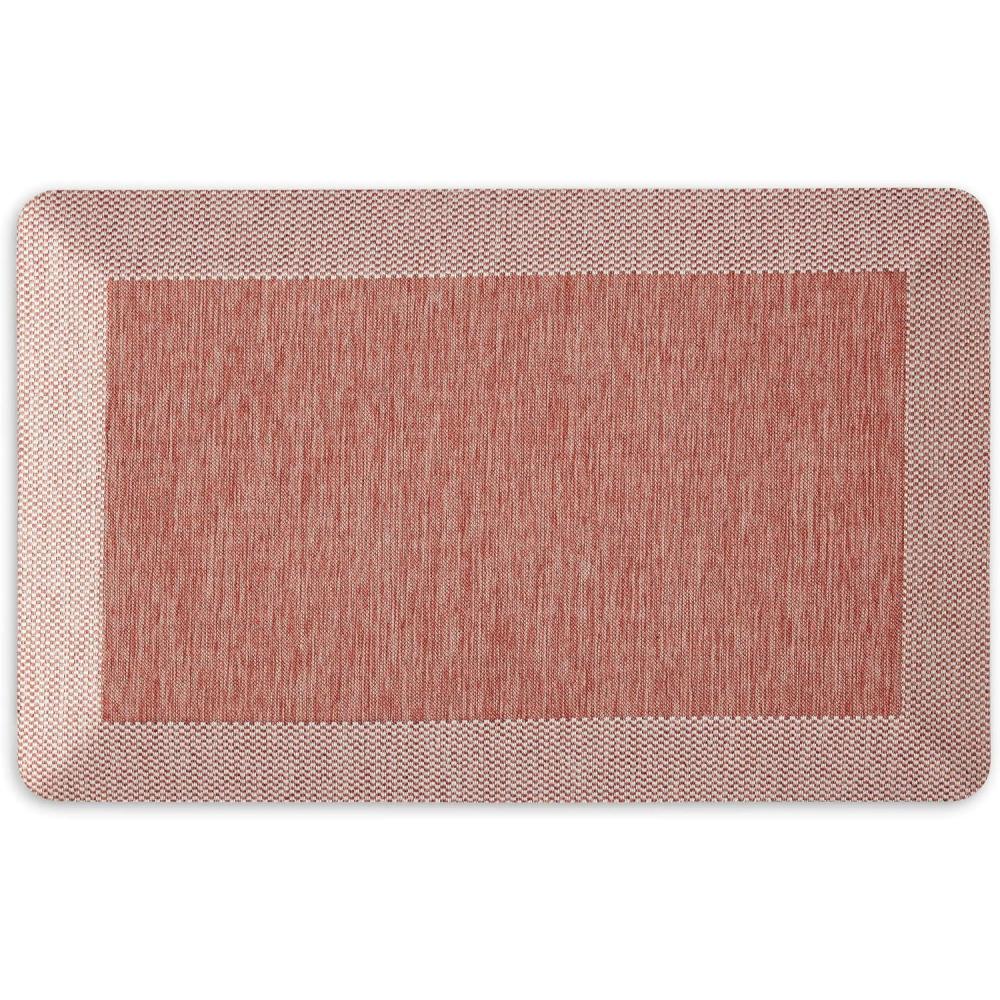 imageMartha Stewart Mira Modern Heathered AntiFatigue AirInfused Kitchen Mat Beige 196x32Spice Red
