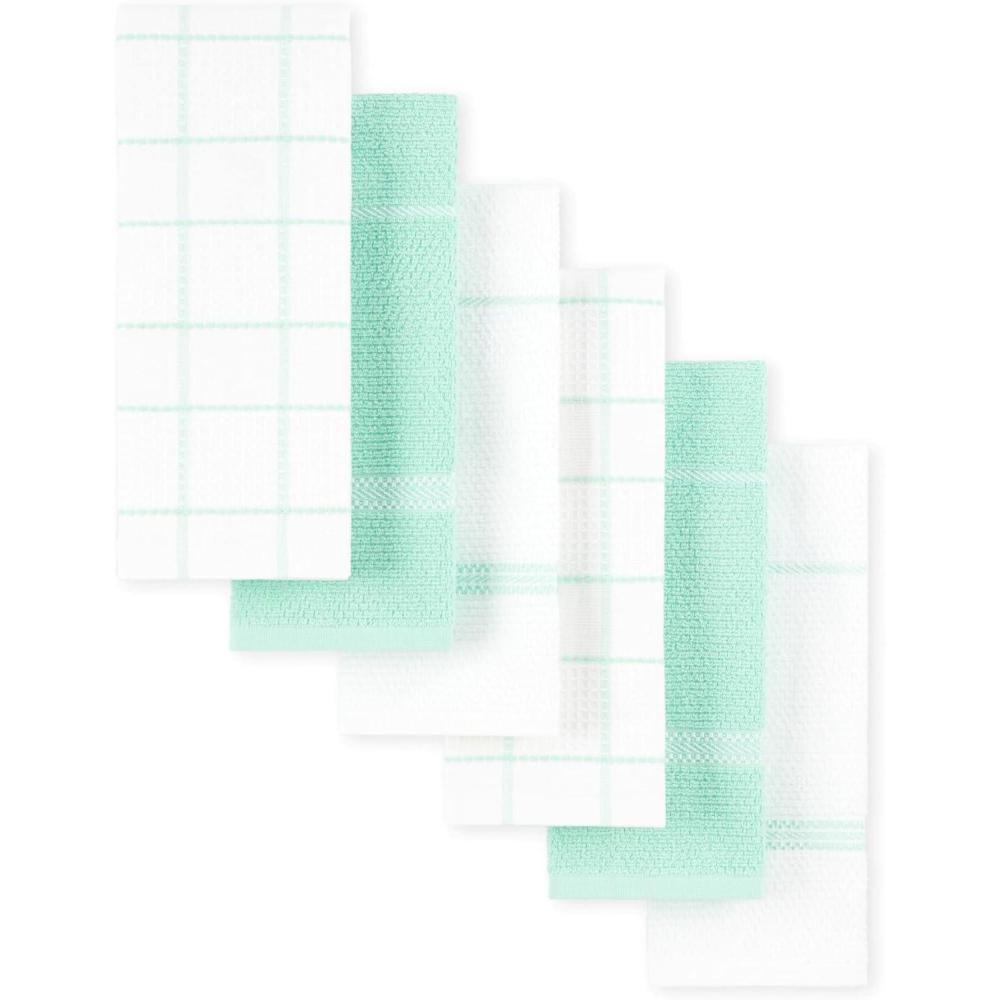 imageMartha Stewart Modern Waffle Kitchen Towel Set 6Pack Aqua Blue 16x28Aqua Blue