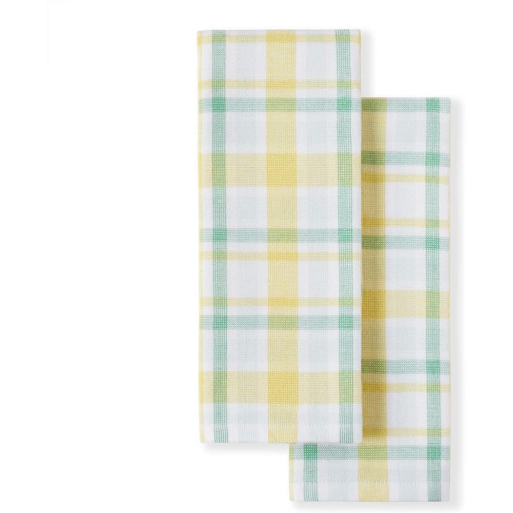 imageMartha Stewart Valley Plaid Kitchen Towel 2Pack Set Yellow 16x28Yellow