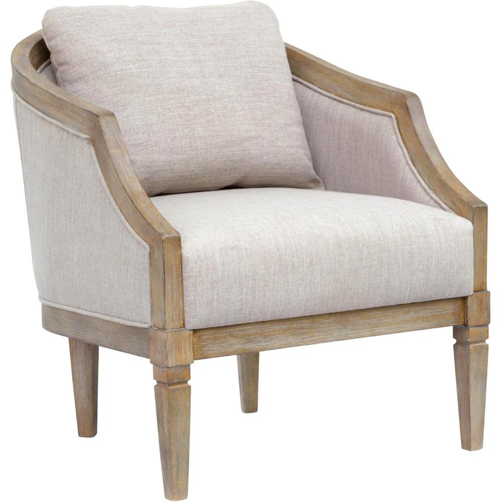 imageMartha Stewart Whitney Accent Chair for Living Room Bedford Collection Solid Wood Frame Plush 675 Thick Seat Cushion Removable Backrest Rustic Farmhouse Furniture Bedroom Chair 27 W Natural