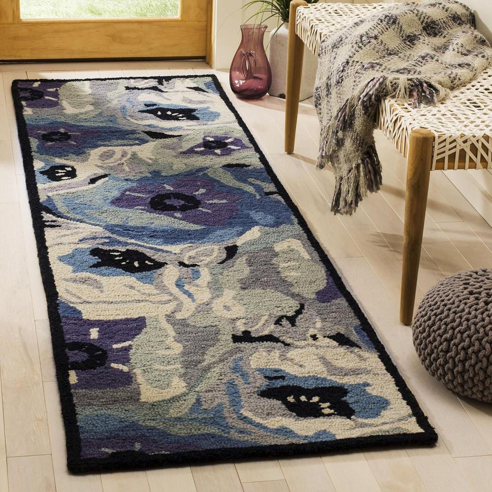 imageMartha Stewart x SAFAVIEH Area Rug Collection 3 x 5 Red Handmade Wool Ideal for Living Room Bedroom Foyer Accent Space MSR4872ABlue