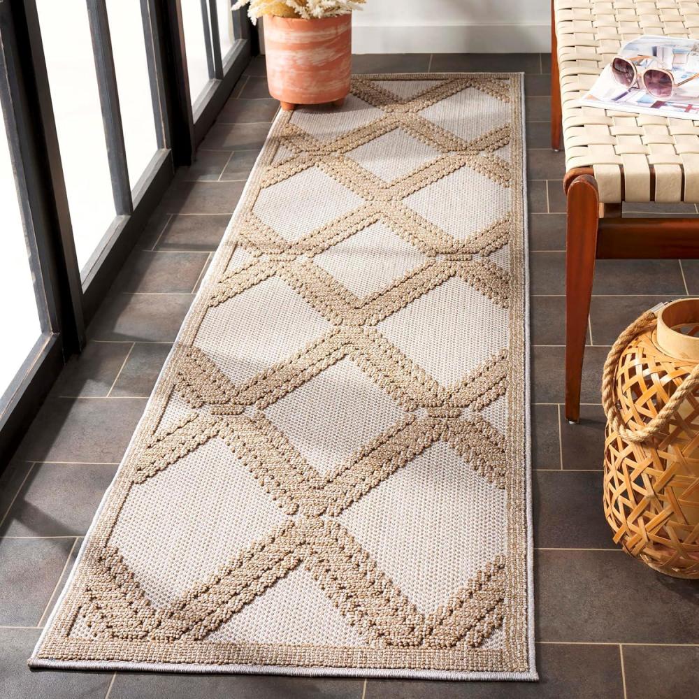 imageMartha Stewart x SAFAVIEH Outdoor Area Rug Collection 8 x 10 Grey amp Light Grey Weather Resistant amp Washable Ideal for Patio Backyard Mudroom Deck Dining Space MSRO226FBeigeBrown