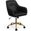 Black Faux Leather/Polished Brass Frame