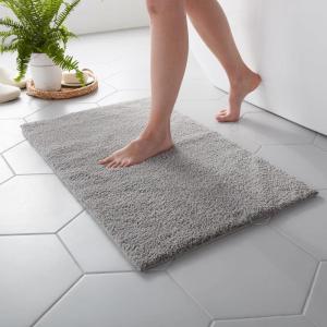MARTHA STEWART Drylon Microfiber Bath Rug – 1 Piece, Ultra Soft Plush, Non-Slip, Thick, Washable Bathroom Rugs, Home Decor Accessories, Household Essentials, Small Bath Mat, 17″ x 24″​, Navy Blue(Dark Grey)