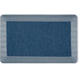 MARTHA STEWART Mira Modern Heathered Solid Anti-Fatigue Air-Infused Kitchen Mat, Brown, 19.6″x32″(Navy Blue)